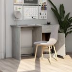 Birou, gri beton, 100x50x76 cm, lemn prelucrat