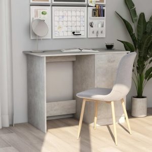 Birou, gri beton, 100x50x76 cm, lemn prelucrat