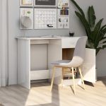 Birou, alb extralucios, 100x50x76 cm, lemn prelucrat