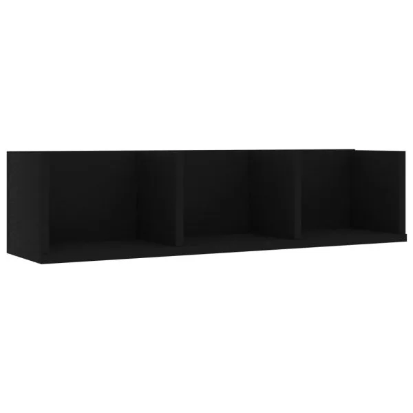 Raft de perete CD-uri, negru, 75 x 18 x 18 cm, lemn prelucrat