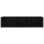 Raft de perete CD-uri, negru, 75 x 18 x 18 cm, lemn prelucrat