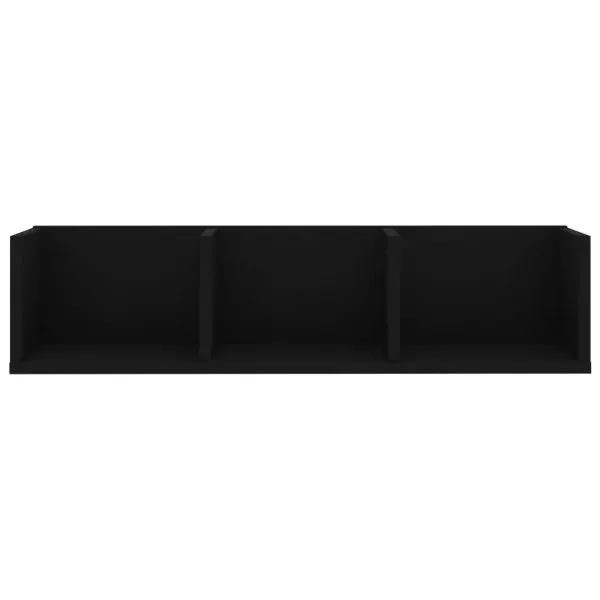 Raft de perete CD-uri, negru, 75 x 18 x 18 cm, lemn prelucrat