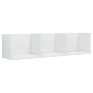 Raft de perete CD-uri, alb extralucios, 75 x 18 x 18 cm