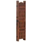 Paravan cameră sculptat manual 5 panouri maro 200×165 cm mango