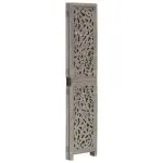 Paravan cameră sculptat manual 3 panouri gri 120×165 cm mango