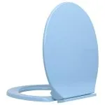 Capac WC cu închidere silențioasă, albastru, oval