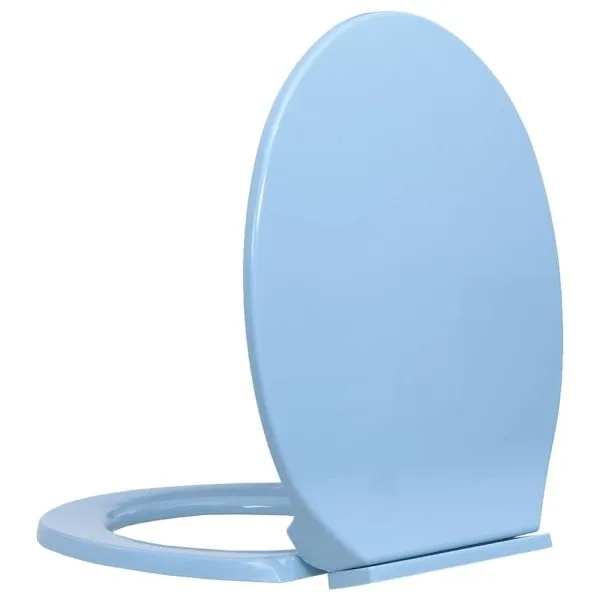 Capac WC cu închidere silențioasă, albastru, oval