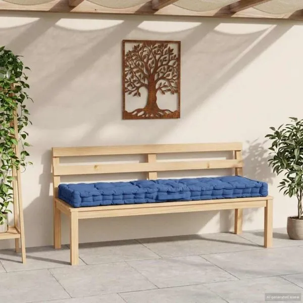 Pernă podea canapea din paleți, bleu, 120 x 40 x 7 cm, bumbac