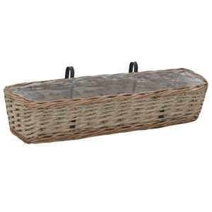 Jardinieră de balcon, 2 buc., 80 cm, răchită cu căptușeală PE