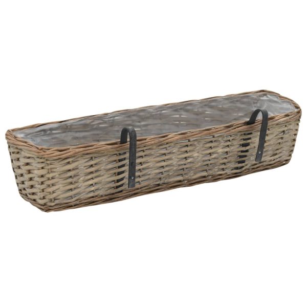 Jardinieră de balcon, 2 buc., 80 cm, răchită cu căptușeală PE