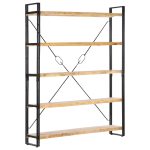 Bibliotecă cu 5 rafturi, 140 x 30 x 180 cm, lemn masiv de mango