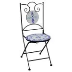 Set de bistro mozaic, 3 piese, albastru & alb, placă ceramică