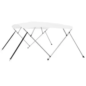 Parasolar barcă Bimini cu 4 arcuri, alb, 243x210x137 cm