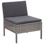 Set canapele de grădină cu perne, 5 piese, gri, poliratan