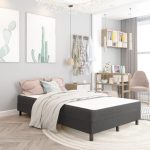 Cadru de pat continental, gri, 120×200 cm, material textil