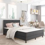 Cadru de pat continental, gri, 160×200 cm, material textil