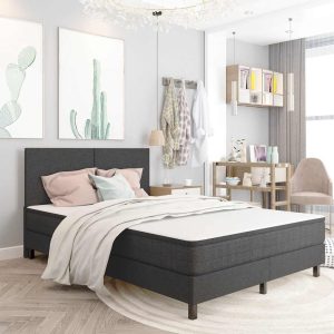 Cadru de pat continental, gri, 160×200 cm, material textil