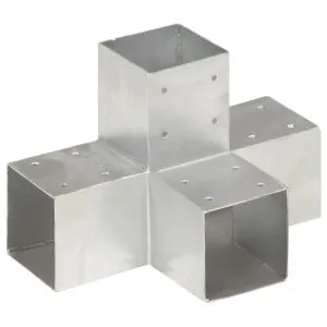 Conectori de grindă, formă X, 4 buc, 91×91 mm, metal galvanizat