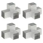 Conectori grindă, formă X, 4 buc, 101×101 mm, metal galvanizat