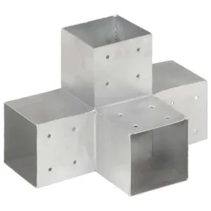 Conectori grindă, formă X, 4 buc, 101×101 mm, metal galvanizat