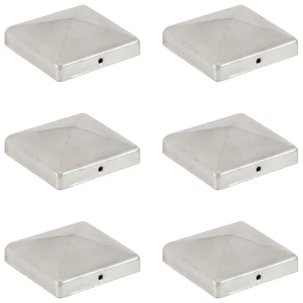 Capace stâlpi gard piramidă 6 buc. metal galvanizat 101×101 mm