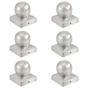 Capace stâlpi tip glob, 6 buc., 71 x 71 mm, metal galvanizat