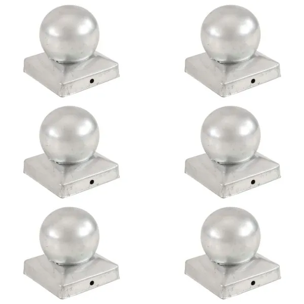 Capace stâlpi tip glob, 6 buc., 91 x 91 mm, metal galvanizat
