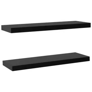 Rafturi de perete suspendate, 2 buc., negru, 100x20x3,8 cm