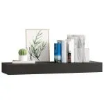 Raft de perete suspendat cu sertar, negru, 80 x 25 x 8 cm