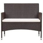 Set mobilier de grădină cu perne, 4 piese, maro, poliratan