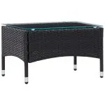 Set mobilier de grădină cu perne, 4 piese, negru, poliratan