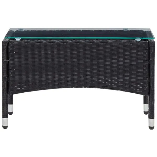 Set mobilier de grădină cu perne, 4 piese, negru, poliratan