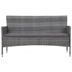 Set mobilier de grădină cu perne, 5 piese, gri, poliratan