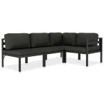 Set mobilier de grădină cu perne, 4 piese, antracit, aluminiu