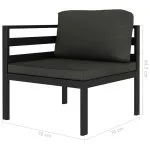 Set mobilier de grădină cu perne, 4 piese, antracit, aluminiu