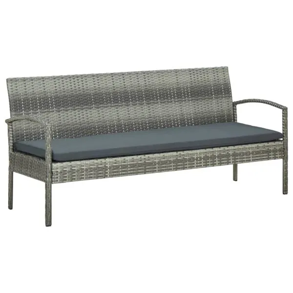 Set mobilier de grădină cu perne, 5 piese, gri, poliratan