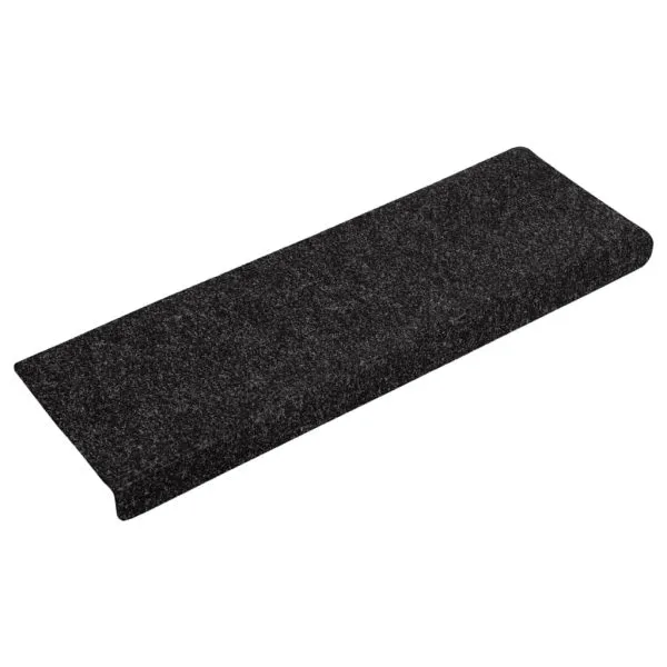 Covorașe de scări cusătură punch, 15 buc., negru, 65x21x4 cm