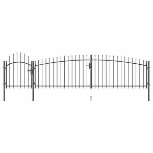 Poartă gard pentru grădină cu vârf suliță, negru 5 x 1,5 m