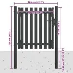 Poartă de gard grădină, antracit, 1 x 1,25 m, oțel