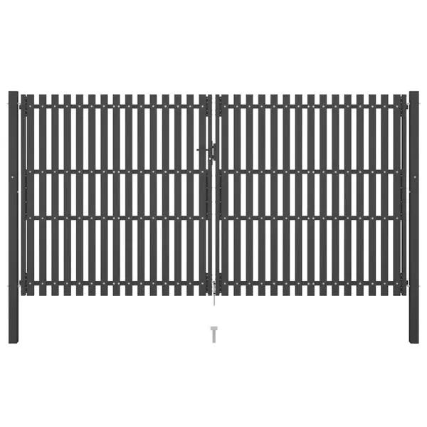Poartă de gard grădină, antracit, 4 x 2,5 m, oțel