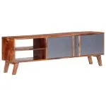 Dulap TV, gri, 140x30x45 cm, lemn masiv