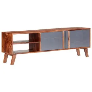 Dulap TV, gri, 140x30x45 cm, lemn masiv