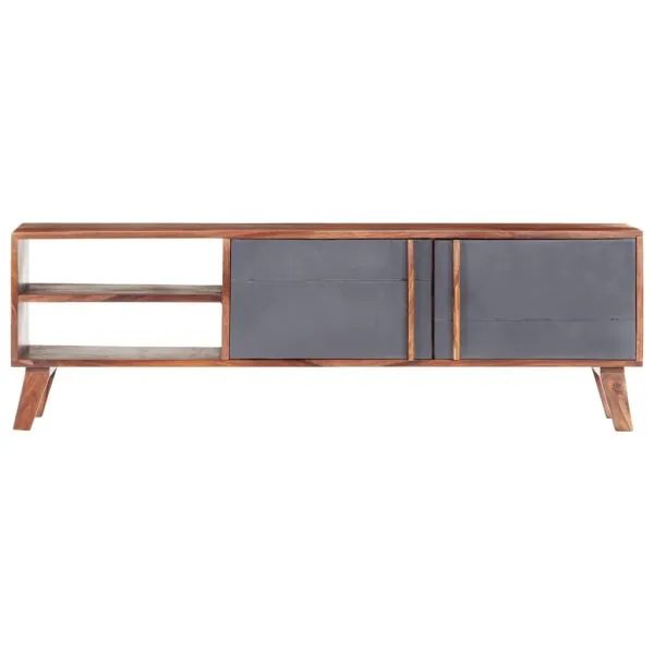 Dulap TV, gri, 140x30x45 cm, lemn masiv