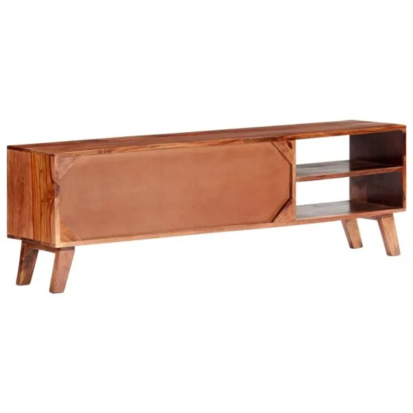 Dulap TV, gri, 140x30x45 cm, lemn masiv