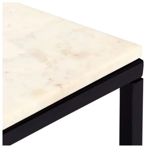 Măsuță de cafea alb 60x60x35 cm piatră naturală aspect marmură