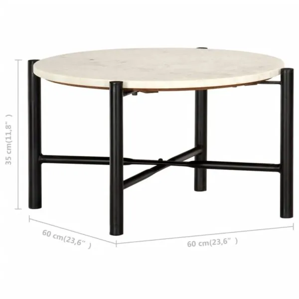 Masă de cafea alb 60x60x35 cm piatră naturală aspect marmură