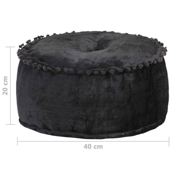 Fotoliu puf rotund, antracit, 40 x 20 cm, catifea