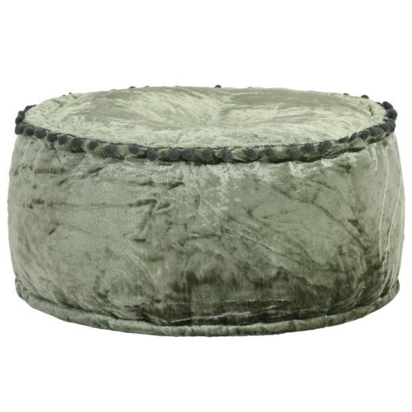 Fotoliu puf rotund, verde, 40 x 20 cm, catifea