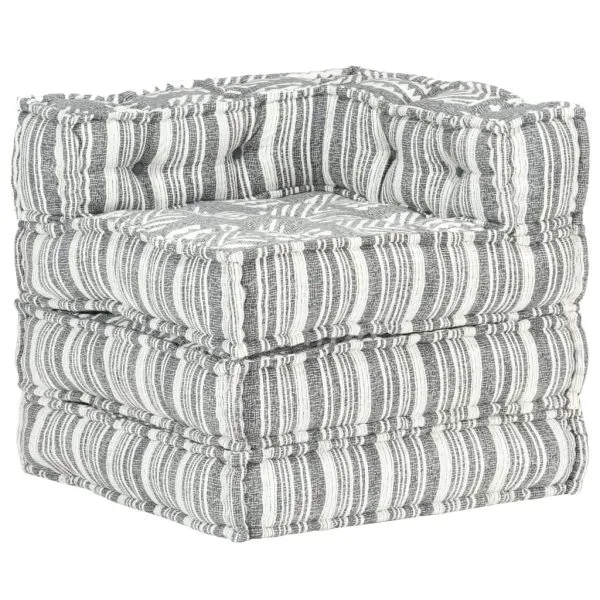 Fotoliu puf modular, gri cu dungi, material textil