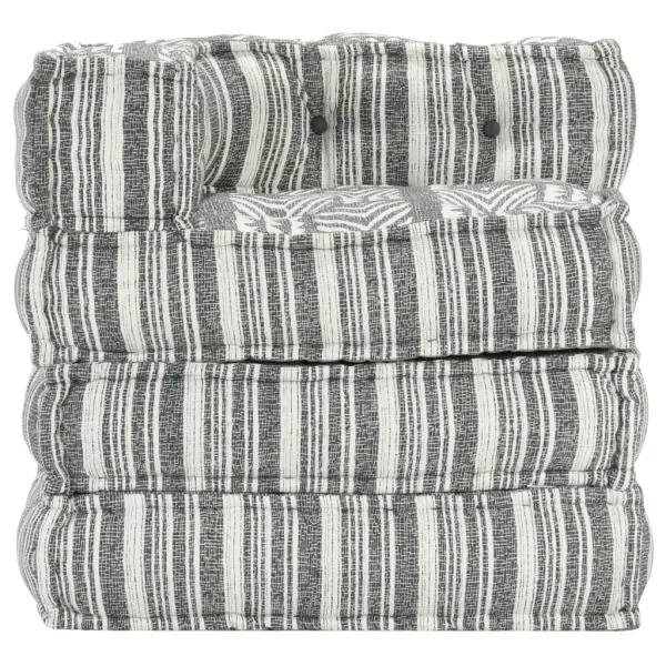 Fotoliu puf modular, gri cu dungi, material textil